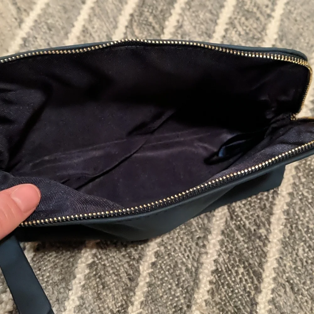 NWT Dark Blue Vegan Suede/Textured Makeup Case